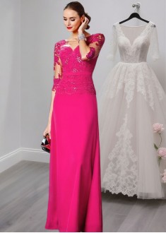 Scoop Neck A-Line Mother of the Bride Evening Dress Chiffon With Appliques