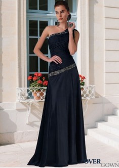 A-Line Full Length One Shoulder MOB Dress