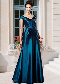 Cap Sleeve A-Line Taffeta Mother Of The Bride Dress