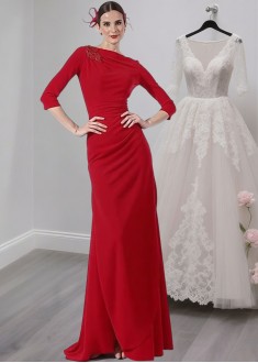 Red Chiffon Bateau Neck Full Length Sheath Mother of the Bride Dress Red Chiffon Bateau Neck Full Length Sheath Mother of the Bride Dress