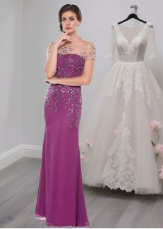 Chiffon Jewel Neck Mother of the Bride Dress – Full Length Formal Evening Gown