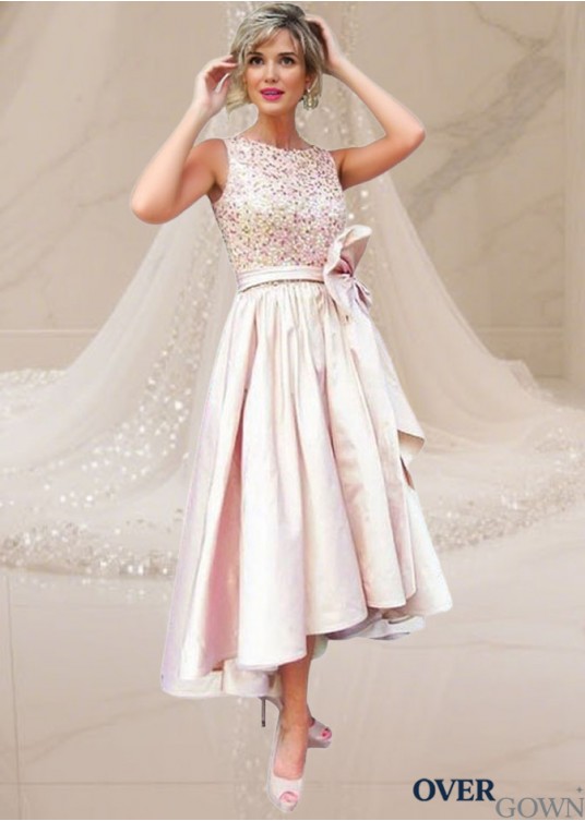 Pink Tulle Satin A-Line Mother of the Bride Dress with Jewel Neckline Pink Tulle Satin A-Line Mother of the Bride Dress with Jewel Neckline