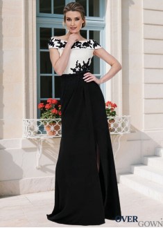 Sheath Column Off-the-Shoulder Satin Mother of the Bride Gown
