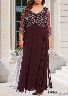 Illusion Sleeve A-line Mother Dress