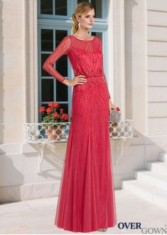 Illusion Sleeve A-line Full Length Mother Dress