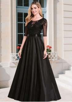 Illusion Sleeve A-line Mother Dress