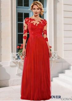 A-line Illusion Sleeve Mother Of The Bride Dress