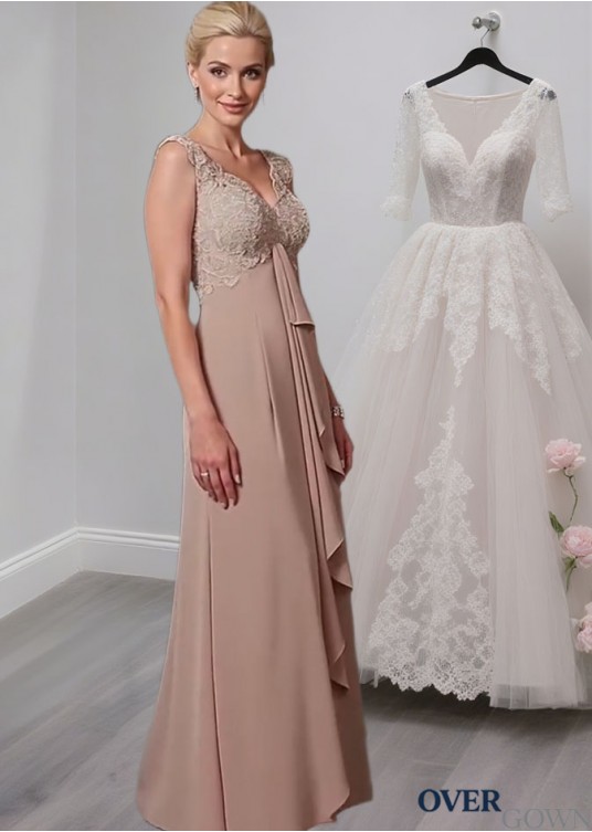V-Neck Chiffon Mother of the Bride Dress with Jacket – Full Length A-Line Gown V-Neck Chiffon Mother of the Bride Dress with Jacket – Full Length A-Line Gown