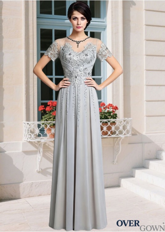 A-line Illusion Sleeve Mother Dress A-line Illusion Sleeve Mother Dress