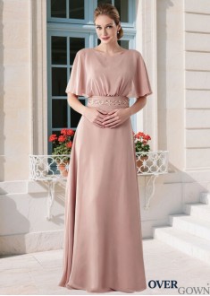 Pink Chiffon A-Line Mother of the Bride Dress