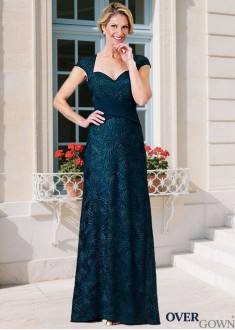 Full Length Lace Mother of the Bride Gown Cap Sleeve Sweetheart Neck
