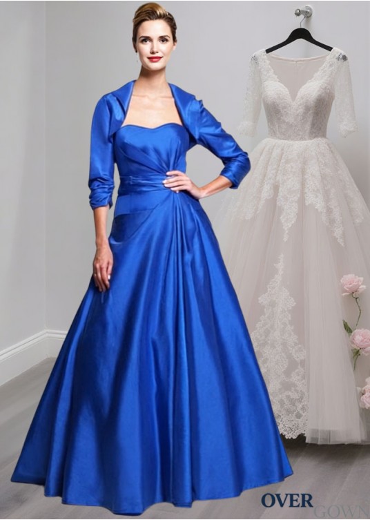 Strapless Blue Taffeta A-Line Mother of the Bride Dress with Jacket Strapless Blue Taffeta A-Line Mother of the Bride Dress with Jacket