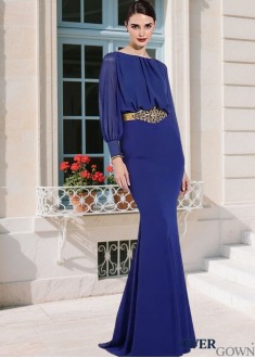 Chiffon Mother of the Bride Evening Dresses with Sleeves and Sash