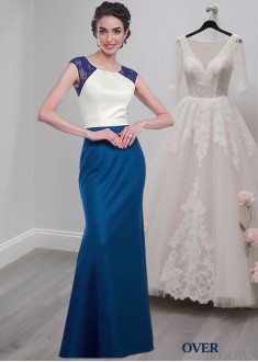 Elegant Blue Satin Mother of the Bride Dress with Jacket – Full Length Gowns