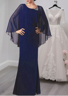 Jewel Neck Full Length Sheath Mother of the Bride Dress for Occasions