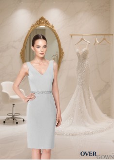 Best Sleeveless Knee-Length Satin Formal Dress V Neck For Party