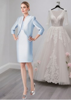 Short Lace Mother of the Bride Dresses with Jacket and 3/4 Sleeves