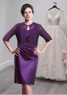 Scoop Neck Mother of the Bride Dress With Jacket – Knee-Length Sheath Dress