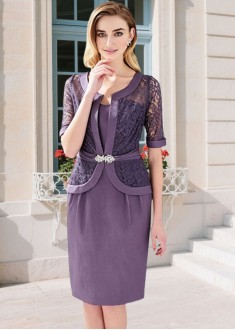Knee-Length Sheath Lace Mother Of The Bride Dress