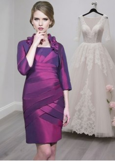 Elegant Taffeta Square Neck Mother of the Bride Dress with Jacket – Knee-Length Sheath Style