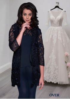 Best Mother of the Bride Pantsuits with Lace Jacket and Jewel Neckline Online