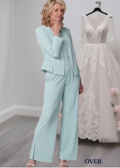 Blue V Neck Chiffon Mother of the Bride Outfits & Pantsuits Online