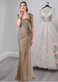 Strapless Net Sheath Mother of the Bride Dresses with Jacket and Appliques