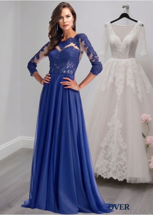 Elegant Evening Silk Chiffon A-Line Mother of the Bride Dress with Illusion Sleeves Elegant Evening Silk Chiffon A-Line Mother of the Bride Dress with Illusion Sleeves