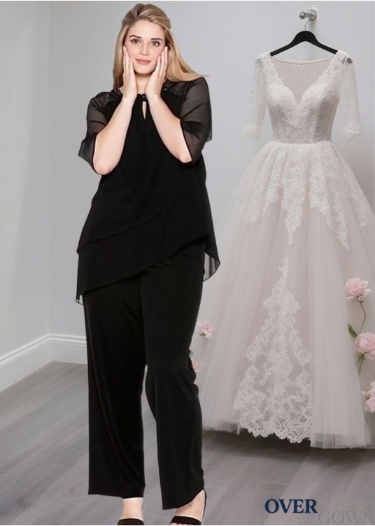 Black Mother of the Bride outfits – Full Length Gown with Short Sleeves Black Mother of the Bride outfits – Full Length Gown with Short Sleeves