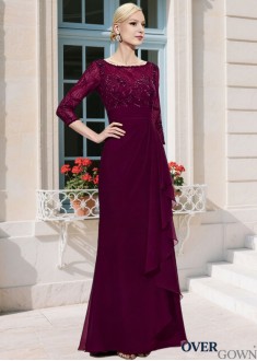 Illusion Sleeve Sheath Mother Of The Bride Dress