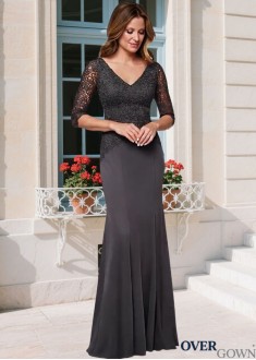 Lace Spandex Sheath MOB Dress Full Length