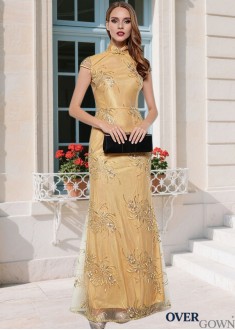 High Collar Sheath Mother Dress