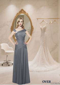 Elegant V-Neck Tulle Satin Full-Length Mother of the Bride Dress