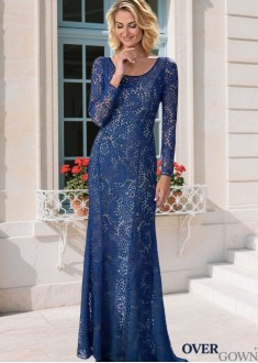 Scoop Neck Sheath Lace Mother of the Bride Gown