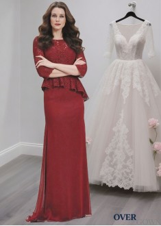 Lace & Chiffon Mother of the Bride Dress – Full Length Sheath Gown with 3/4 Sleeves Lace & Chiffon Mother of the Bride Dress – Full Length Sheath Gown with 3/4 Sleeves