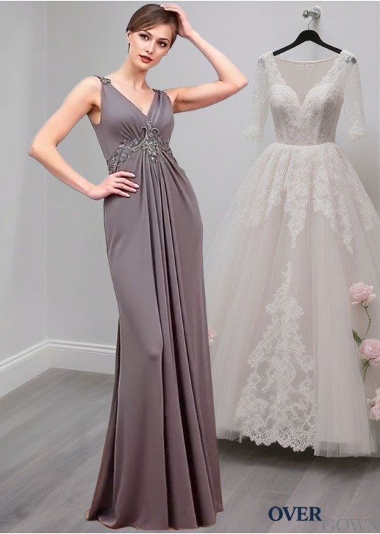 Elegant Full-Length Chiffon V-Neck Mother of the Bride Dress with Ruched Elegant Full-Length Chiffon V-Neck Mother of the Bride Dress with Ruched