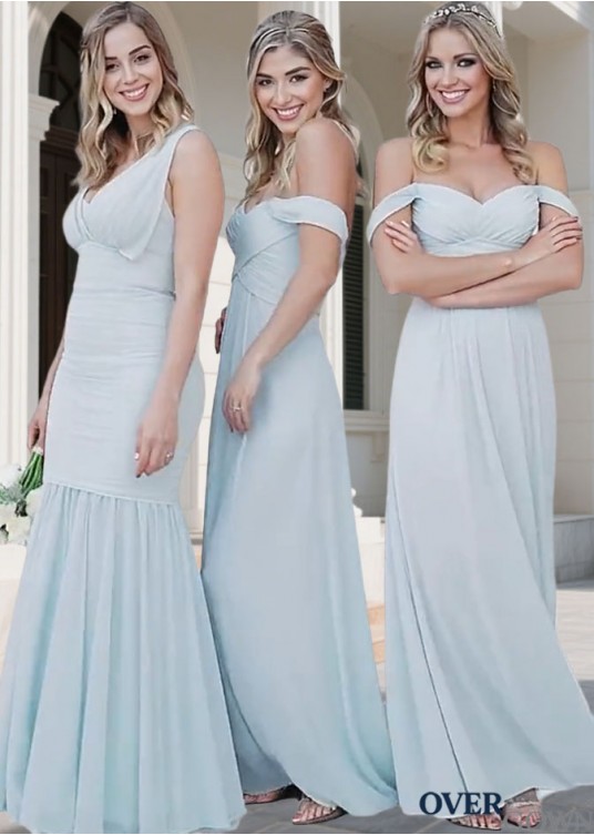 Off-The-Shoulder Blue Bridesmaid Dresses – Full Length Gown Off-The-Shoulder Blue Bridesmaid Dresses – Full Length Gown