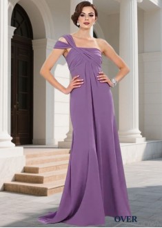 Elegant One Shoulder Bridesmaid Dress A Line Empire Waist Full Length