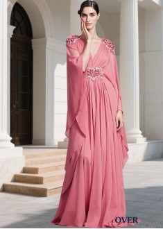 Elegant Chiffon Women Prom Party Dress – Floor Length Pleated Gowns
