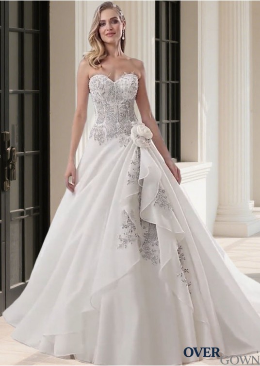 Elegant Sweetheart Organza A-Line Wedding Dress with Dropped Waist Elegant Sweetheart Organza A-Line Wedding Dress with Dropped Waist