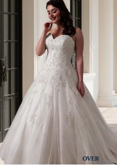 Sleeveless Dropped Waist Chapel Train Bridal Gown