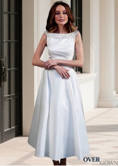 Ankle Length Satin A-Line Bridal Gown