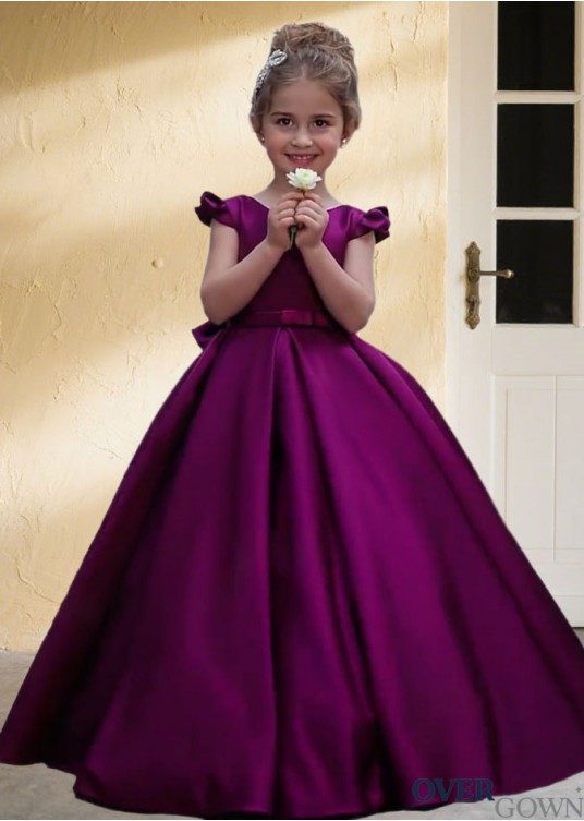 Purple Satin Flower Girl Dress – Floor-Length Ball Gown Purple Satin Flower Girl Dress – Floor-Length Ball Gown