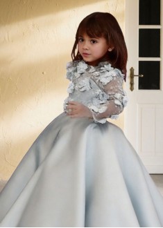 Tulle & Satin Flower Girl Dress – Floor-Length Ball Gown