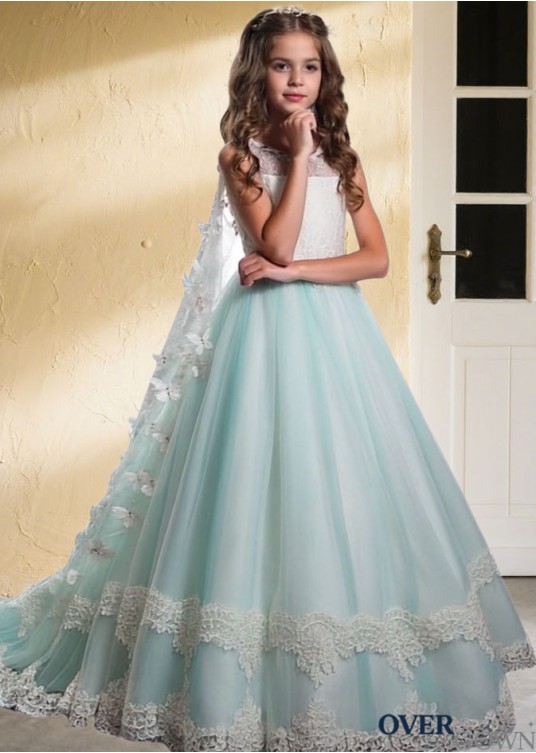 Flower Girl Dresses with Appliques – Floor Length A-Line Gowns Flower Girl Dresses with Appliques – Floor Length A-Line Gowns