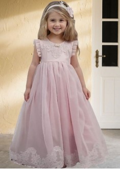 Cheap Pink Organza & Satin Flower Girl Dress – Floor-Length A-Line Gown Cheap Pink Organza & Satin Flower Girl Dress – Floor-Length A-Line Gown