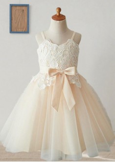 Tulle A Line Knee-Length Flower Girl Dresses for Weddings & Parties