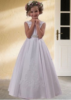 White Flower Girl Dresses – Little Gril Gowns with Appliques