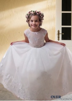 Floor-Length Flower Girl Gown - Tulle & Satin