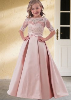 Satin A Line Floor-Length Flower Girl Dress for Weddings Satin A Line Floor-Length Flower Girl Dress for Weddings
